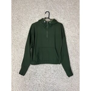 Athleta Ascend Warm Up Hoodie Womens XS Green 1/4 Zip Cozy Sweatshirt Athleisure